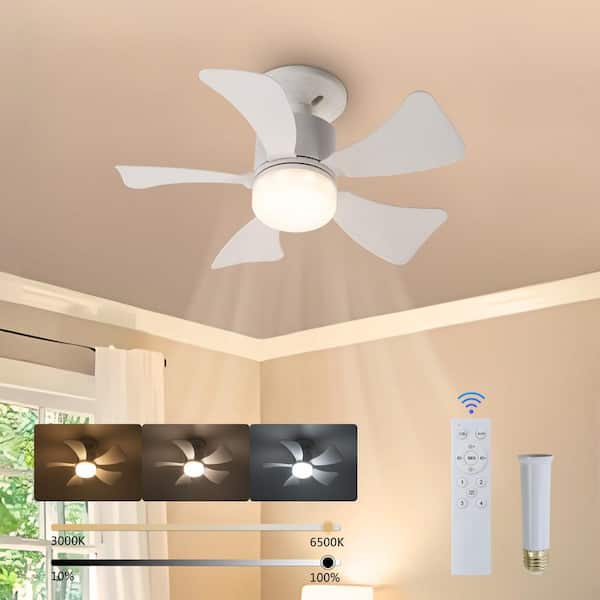 16 in. White Indoor Low Profile Standard Dimmable LED Socket Ceiling Fan with Remote Included