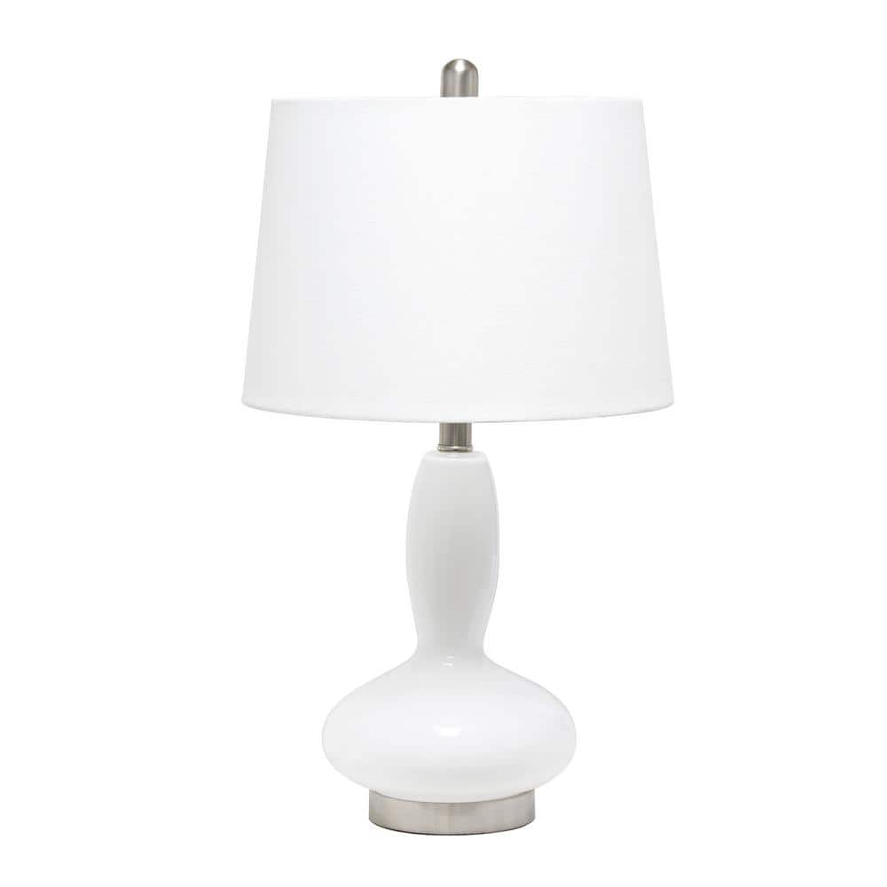 22.75 in. White Contemporary Curved Glass Table Lamp