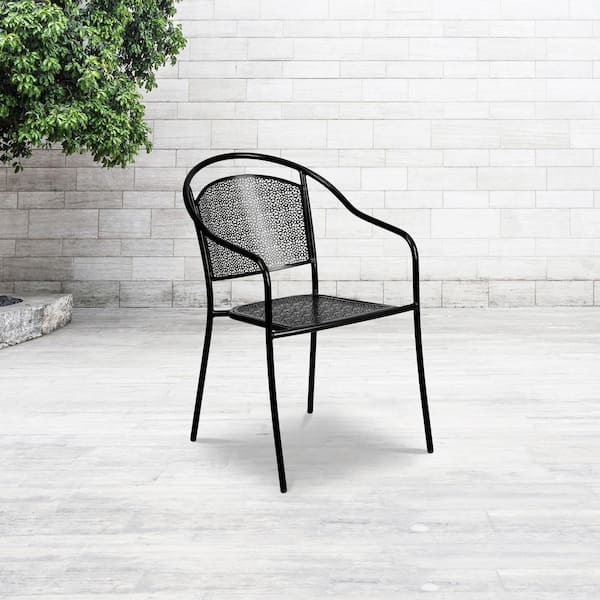 Metal Outdoor Dining Chair in Black