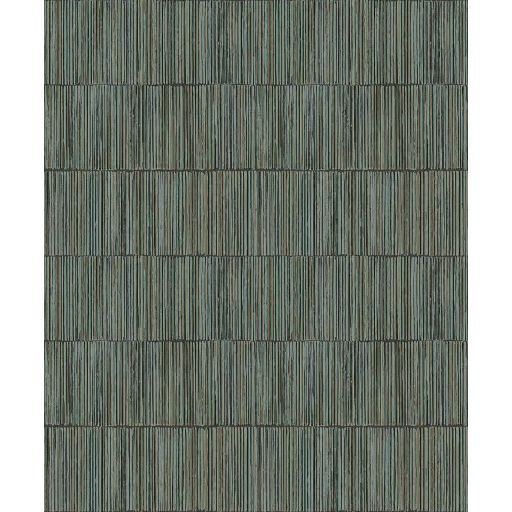 Boutique Collection Teal Shimmery Geometric Bamboo Stripe Non-Pasted Paper 