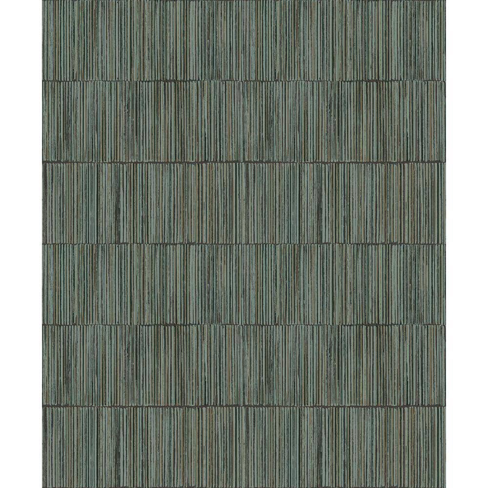 Boutique Collection Teal Shimmery Geometric Bamboo Stripe Non-pasted Paper 