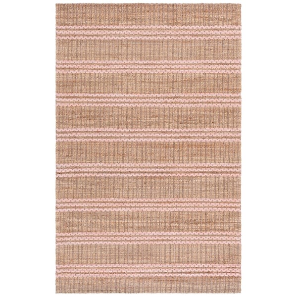 Martha Stewart 6 ft. x 9 ft. Natural/Blush Striped Coastal Area Rug