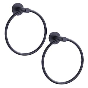 Stainless Steel Wall Mounted Towel Ring in Black (2-Pack)