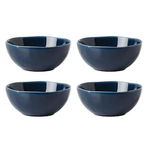 Bay Colors Blue 20 fl. oz. Blue Porcelain Bowl (Set of 4)