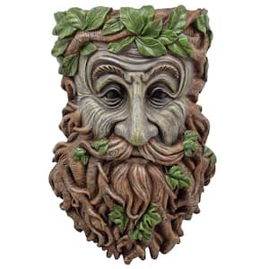 Elderberry 11.8 in. Brown Resin Faces of the Forest Wall or Tree Planter