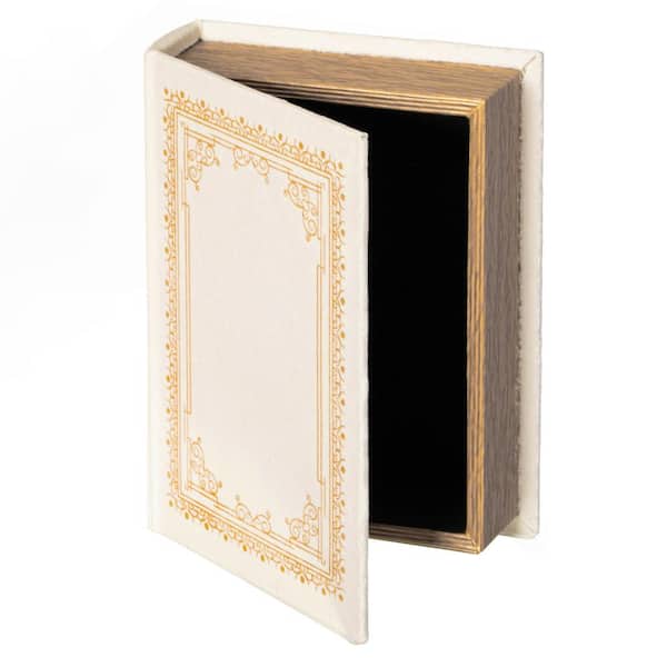 Vintiquewise Decorative Vintage Book Shaped Trinket Storage Box - Paper White