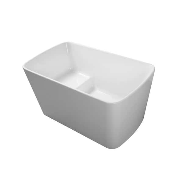 JimsMaison 49 in. x 27.88 in. Acrylic Freestanding Soaking Seat-in Bathtub in White with Overflow and Drain