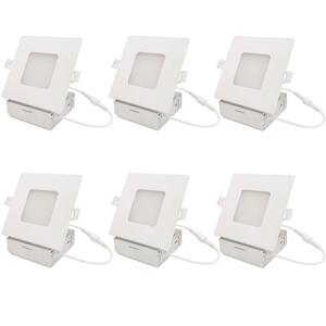 4 in. Adjustable White New Build or Remodel 65-Watt Equivalent Integrated LED Square Recessed Slim Downlight Kit 6-Pack