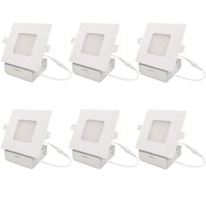 4 in. Adjustable White New Build or Remodel 65-Watt Equivalent Integrated LED Square Recessed Slim Downlight Kit 6-Pack