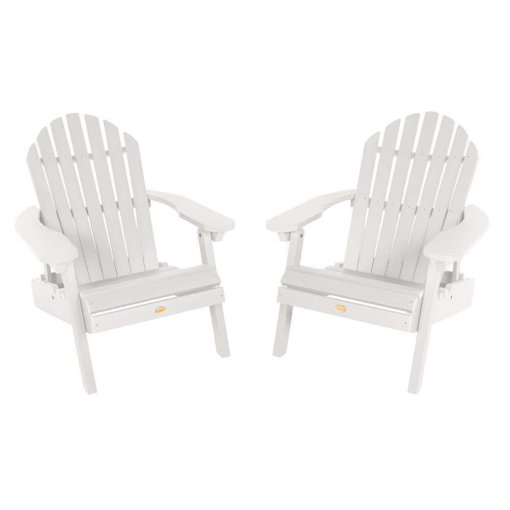 Highwood Hamilton White Folding and Reclining Plastic Adirondack Chair (2-Pack)