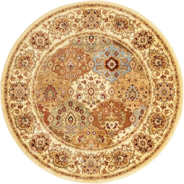 Unique Loom Voyage Athens Ivory 6' 0 x 6' 0 Round Rug
