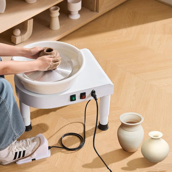 Ceramic Pottery Wheel 11 in., Adjustable Speed 60-300 RPM Foot Pedal Detachable Basin Tool Kit White 2025 Upgrade