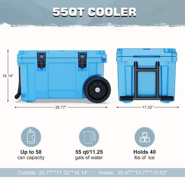 futhork Light Blue 55 qt. Portable Chest Cooler, Leak-Proof