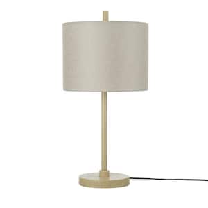 22 in. Light Faux Wood Table Lamp with Jute Shade