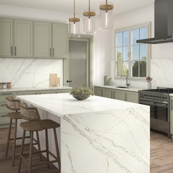 STONEMARK Quartz Countertop Sample in Calacatta Royale OQ86 The