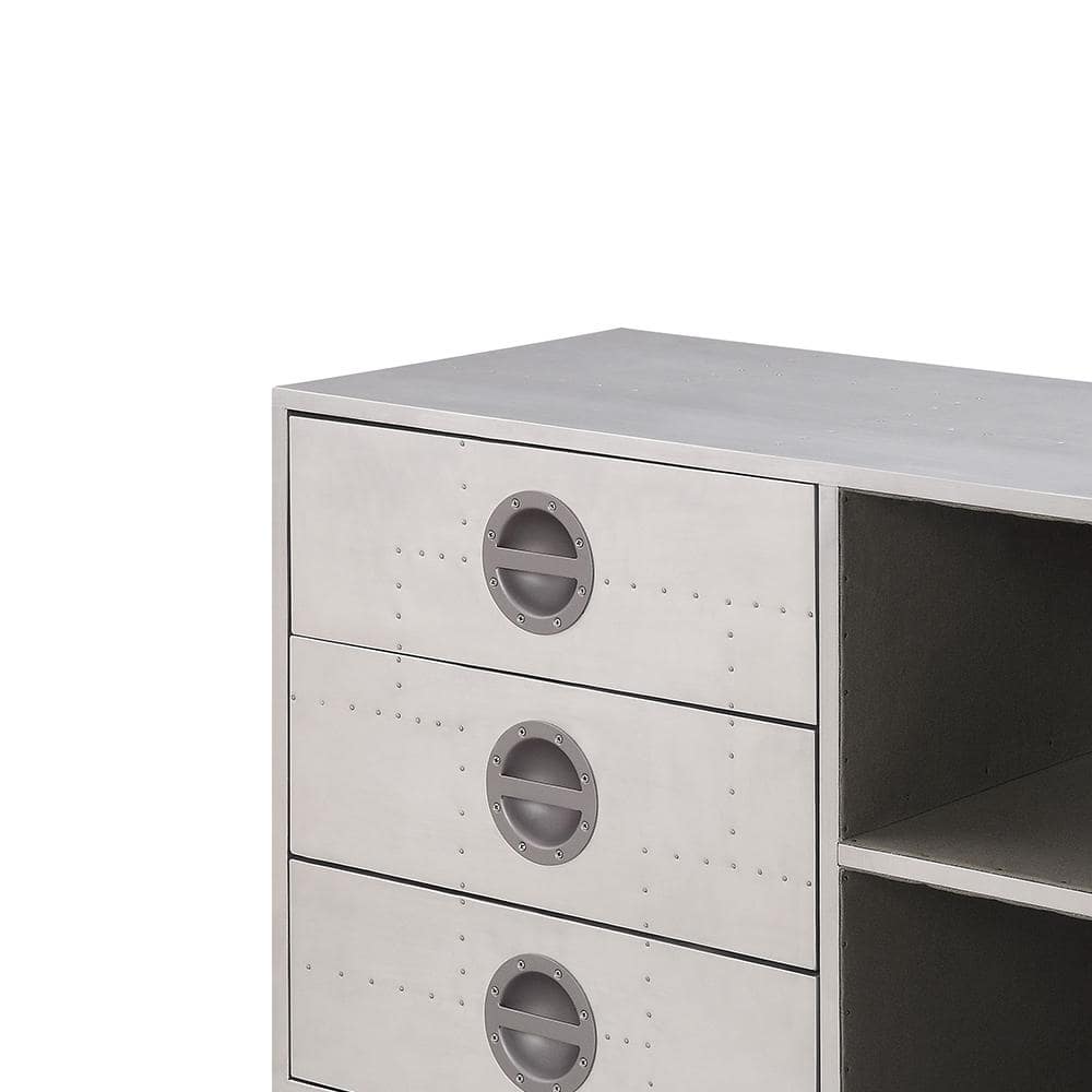 41" Gray Aluminum Industrial Office Cabinet with Wheels
