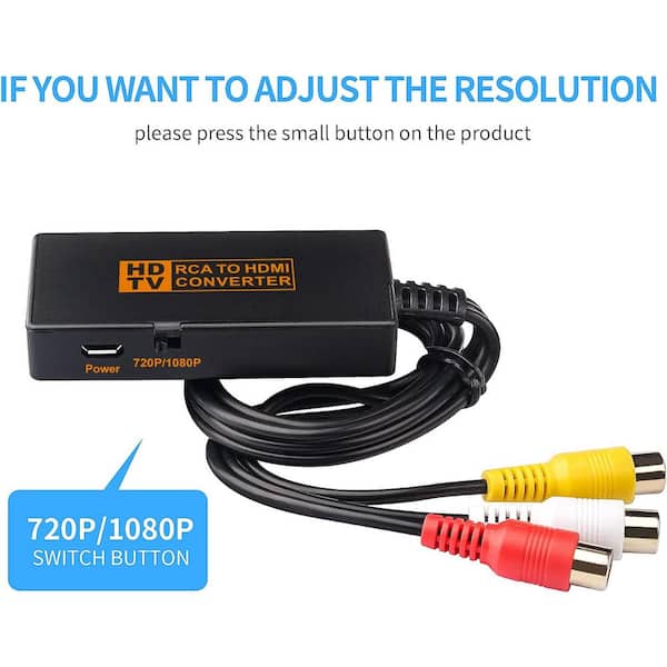 Lukyamzn RCA/AV to HDMI Converter Composite CVBS to HDMI Adapter