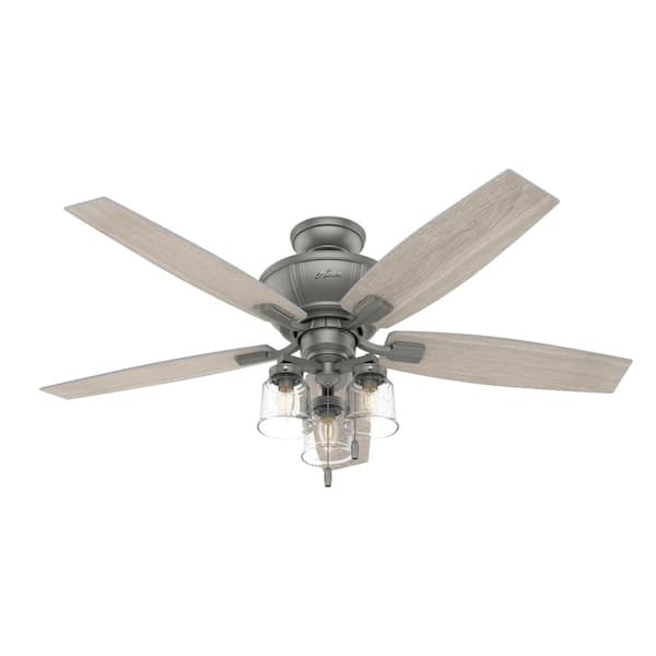 Hunter Charlotte 52 in. LED Indoor Matte Silver Ceiling Fan with Light