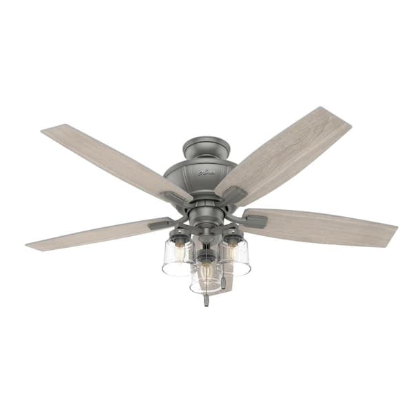Hunter Charlotte 52 In Led Indoor Matte Silver Ceiling Fan With Light 50402 The Home Depot