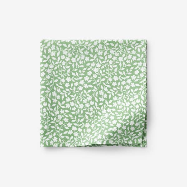 The Company Store Floral Blossom Tabletop 19 in. x 1 in. Green Napkins (Set of 4)