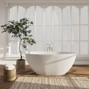 Euston 55 in. x 30 in. Soaking Bathtub with Center Drain in Matte White