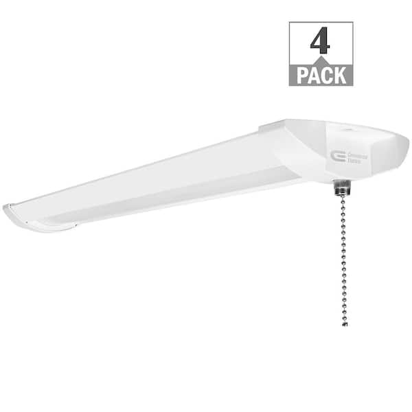 4-Pack 2 ft. 2000 Lumens Closet Light with Pull Chain Integrated LED White Strip Light Fixture 20W Bright White 4000K