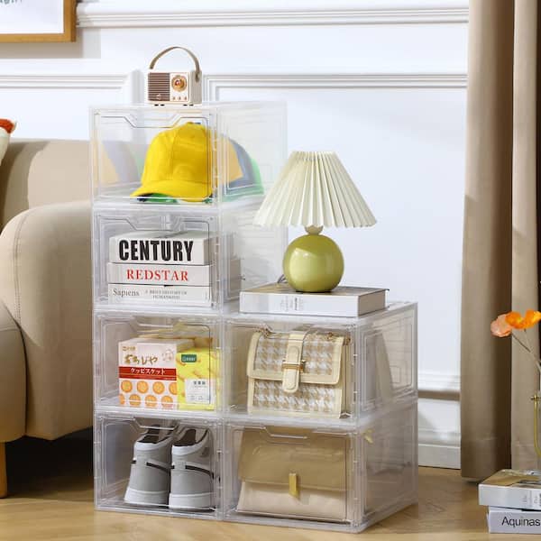 Afoxsos White 13.4 in. x 10.6 in. Plastic Stackable Storage Bins