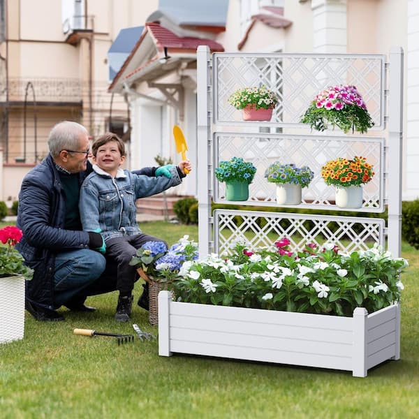 Neviorone 3-Tier Gray Resin Garden Plant Stand HD-508A-GRY - The
