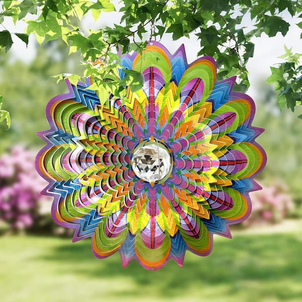 Wind Spinner with Crystal ball Bloosom 3D Stainless Steel