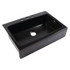 Josephine 34 in. Quick-Fit Drop-In Farmhouse Single Bowl Matte Black Fireclay Kitchen Sink