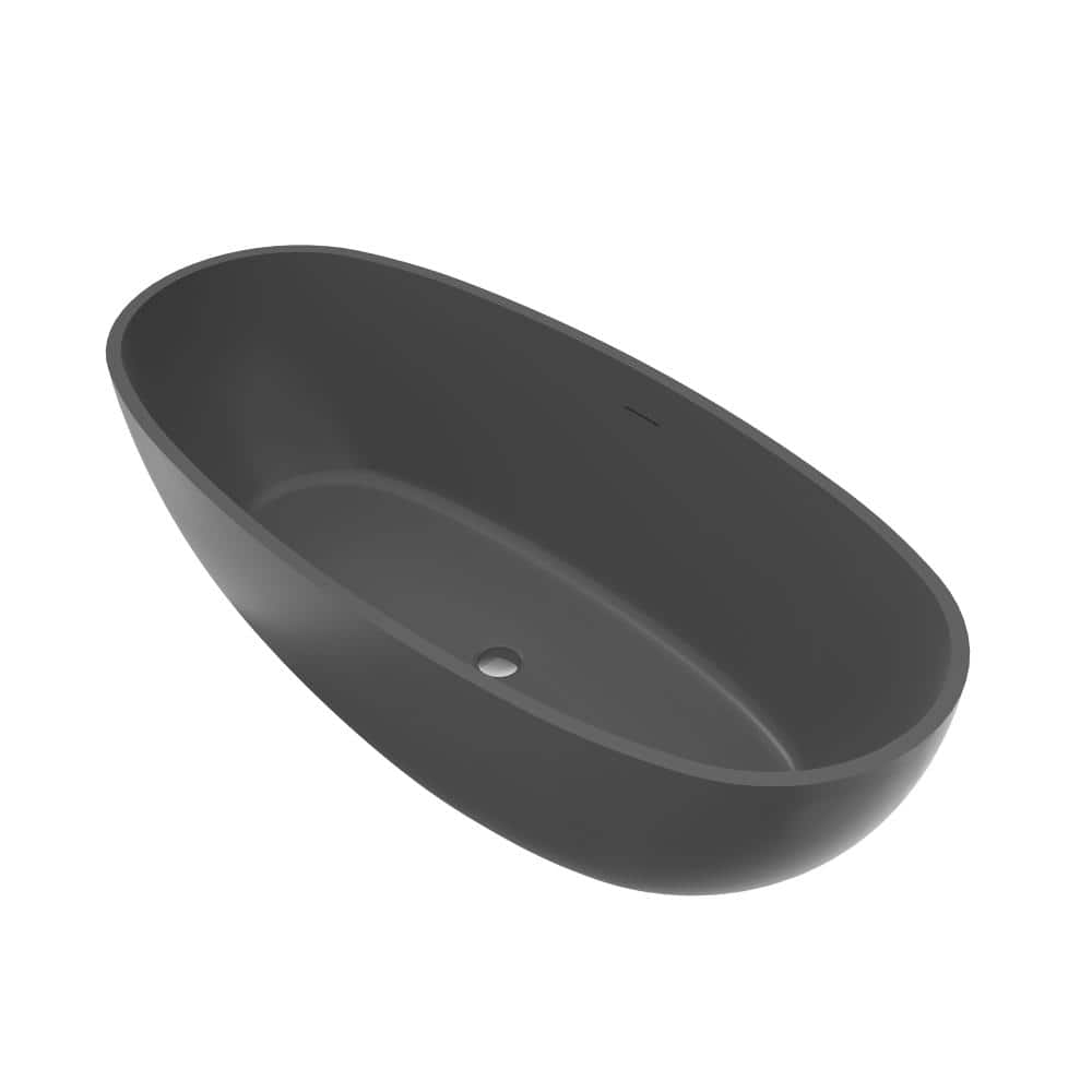 65.20 in. x 29.70 in. Solid Surface Freestanding Soaking Bathtub in Dark Gray price history on PriceWatchPro