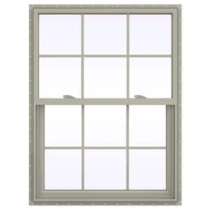 35.5 in. x 41.5 in. V-2500 Series Desert Sand Vinyl Single Hung Window with Colonial Grids/Grilles
