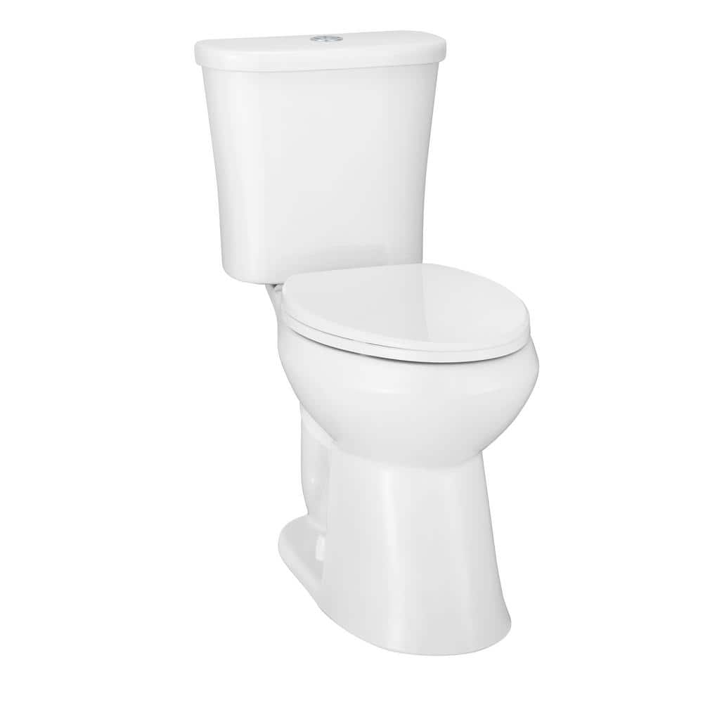 Glacier Bay Power Flush 12 in. Rough in 2-Piece 0.95 GPF/1.28 GPF Dual Flush Elongated Toilet in White with Slow-Close Seat Included