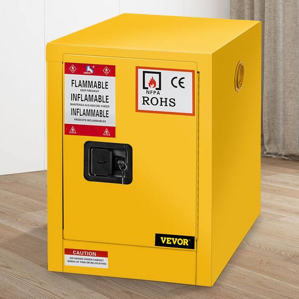 VEVOR 17 in. W x 17 in. D x 22 in. H Flammable Storage Safety Cabinet Adjustable Shelf Steel Yellow Outdoor Storage Cabinet