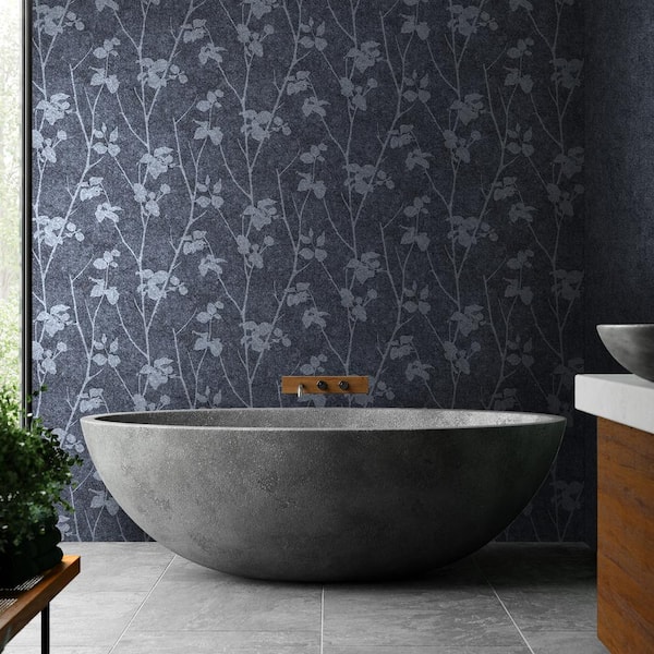 Brutal Beauty Midnight Navy Blue Trail Floral Paste the Wall Wallpaper