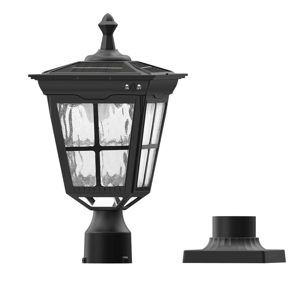Cedar Hill 16 in. Black Cast Aluminum Solar Outdoor Post Lantern