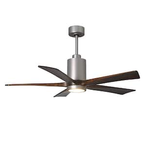 Patricia 52 in. LED Indoor/Outdoor Damp Brushed Nickel Ceiling Fan with Remote Control, Wall Control