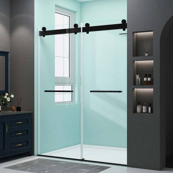 Zeafive 21 in. W x 2.75 in. H Frameless Shower Door Handle Soft-Close Double Sliding in Matte Black