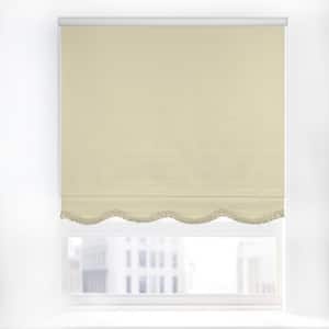 Fringe Cream Textured Cordless Blackout Privacy Vinyl Roller Shade 22 in. W x 64 in. L