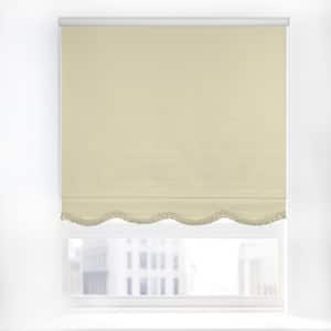 Fringe Cream Textured Cordless Blackout Privacy Vinyl Roller Shade 36 in. W x 64 in. L