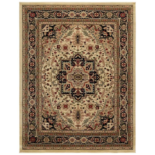Lyndhurst 9 ft. x 12 ft. Beige/Black Oriental Area Rug