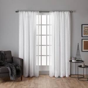 Spirit Winter White Solid Sheer Rod Pocket Curtain, 54 in. W x 84 in. L (Set of 2)