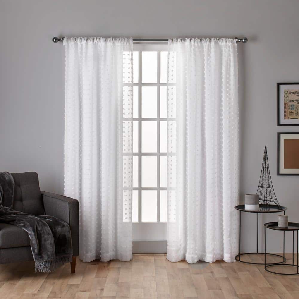 White Sheer Polyester Rod Pocket Kitchen Window Panels