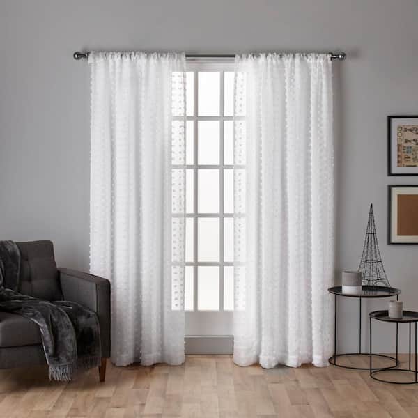 EXCLUSIVE HOME Spirit Winter White Solid Sheer Rod Pocket Curtain, 54 in. W x 108 in. L (Set of 2)