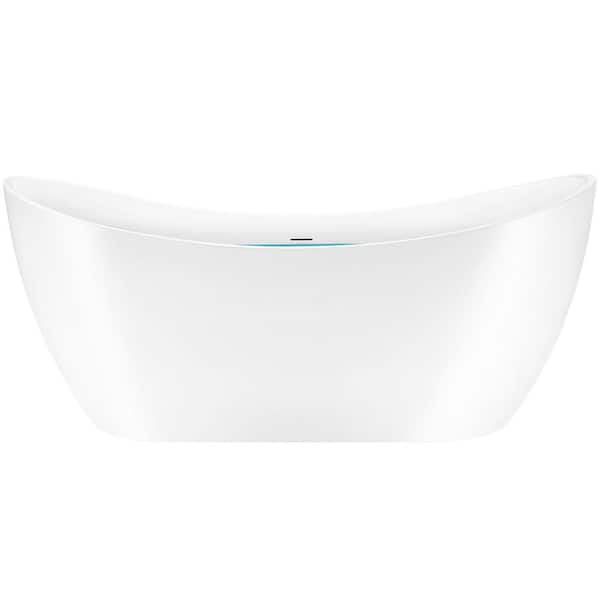 Freestanding 54 in. Fiberglass Double Slipper Flatbottom Modern Stand Alone Non-Whirlpool Bathtub in Matte Black