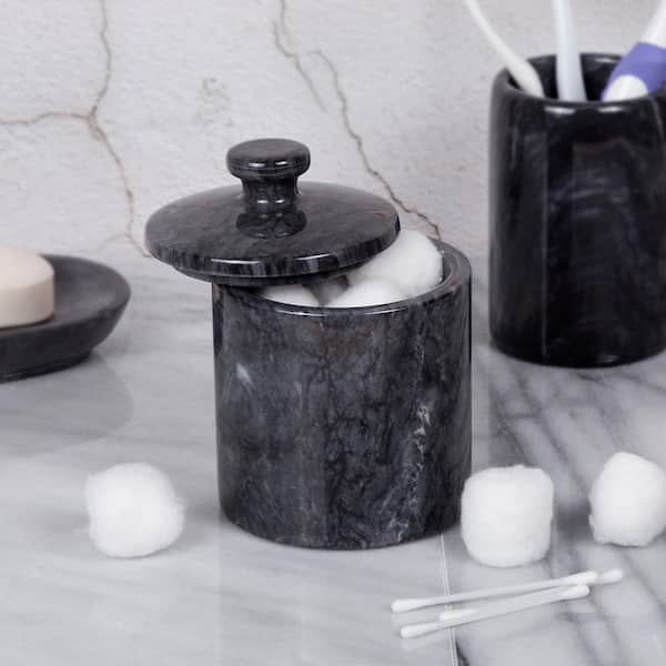 Creative Home Black Marble Spa Collection Cotton Ball Holder