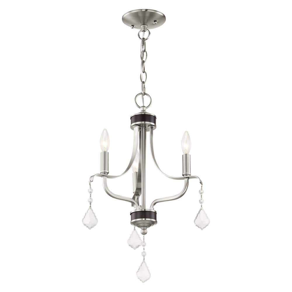 Brushed Nickel Mini Chandelier with Crystal Accents