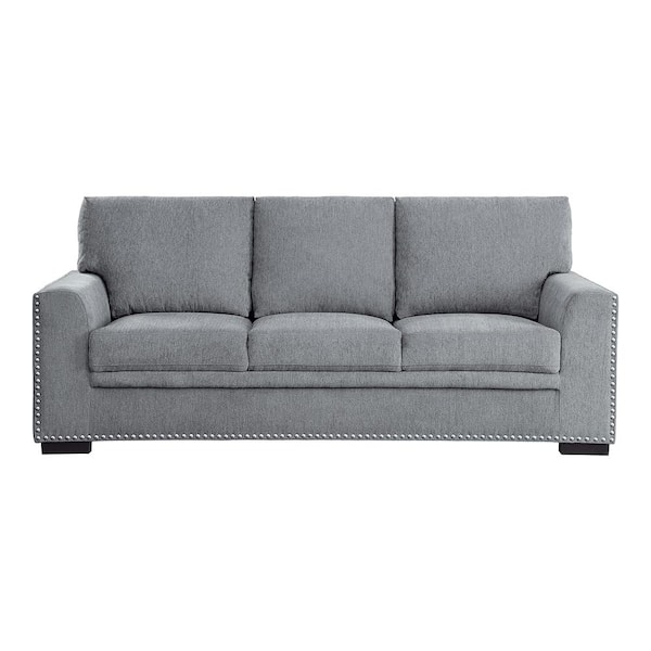 Lazzara Driggs 84 in. W Straight Arm Chenille Rectangle Sofa in. Gray
