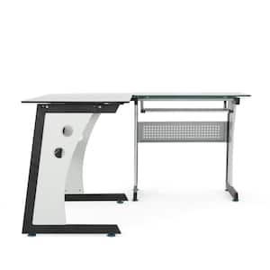 Orio 64.50 in. L-Shape White Metal Desk Computer with Keyboard Tray