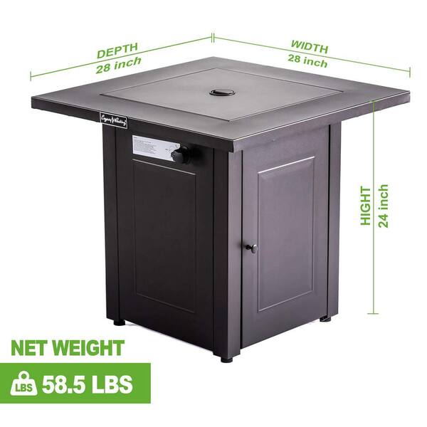 Outdoor Gas Propane Fire Pit Pits Firepit Fireplace Dinning Table Tables with Lid, Lava Stone, 30 Inch, Square, 50000BTU, for Garden Backyard Deck Patio